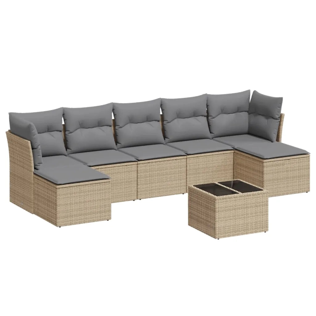 Set Divano da Giardino 8 pz con Cuscini Beige in Polyrattan 3218039