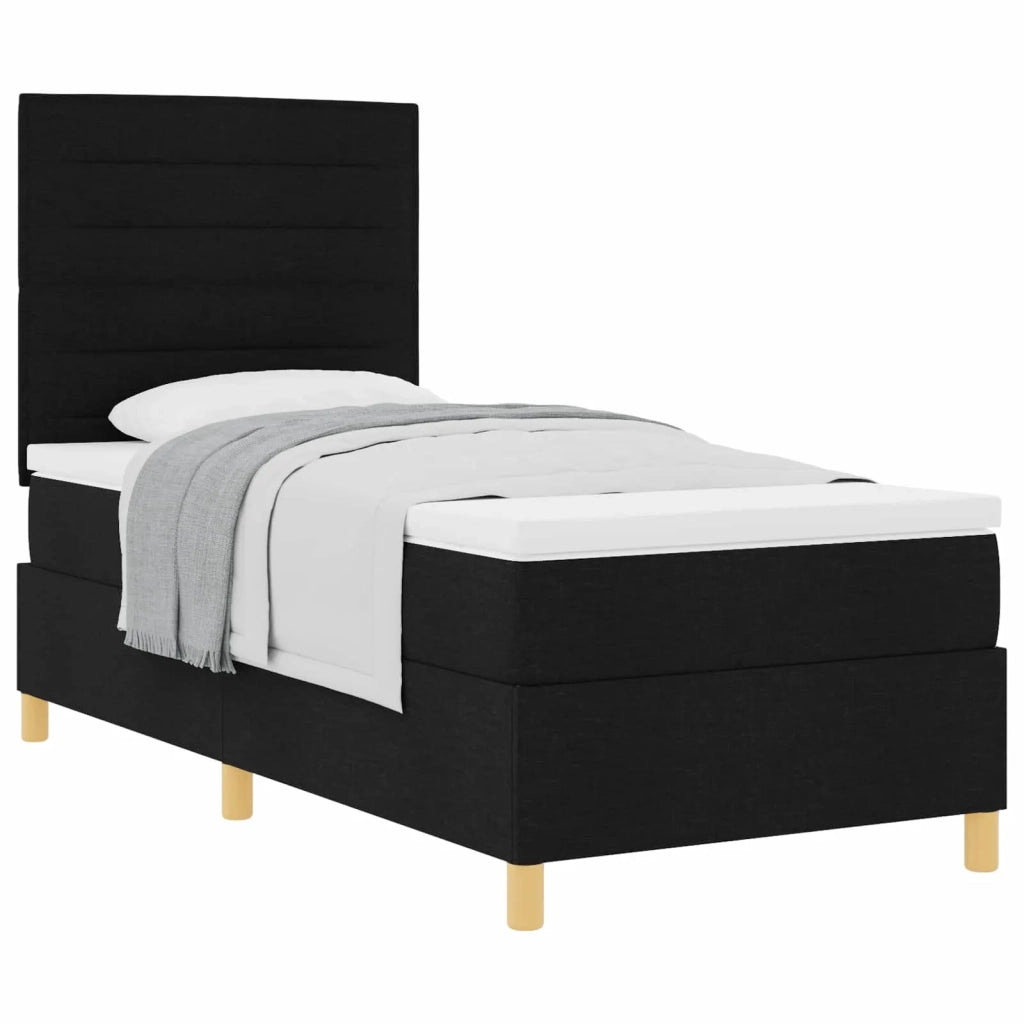 Letto a molle con materasso Nero 90 x 190 cm Tessuto 3339506