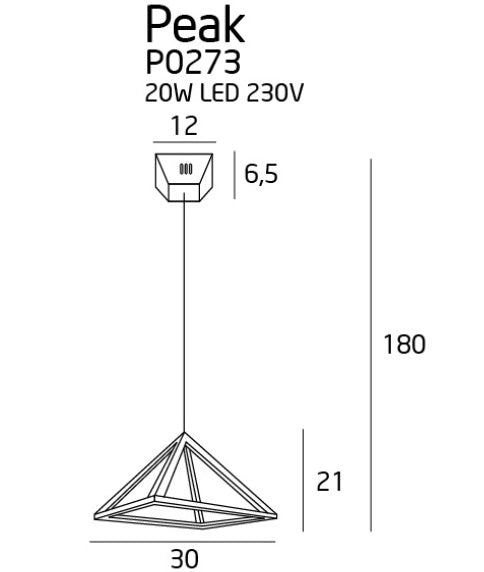 Lampada a sospensione geometrica cromata LED 20W PEAK