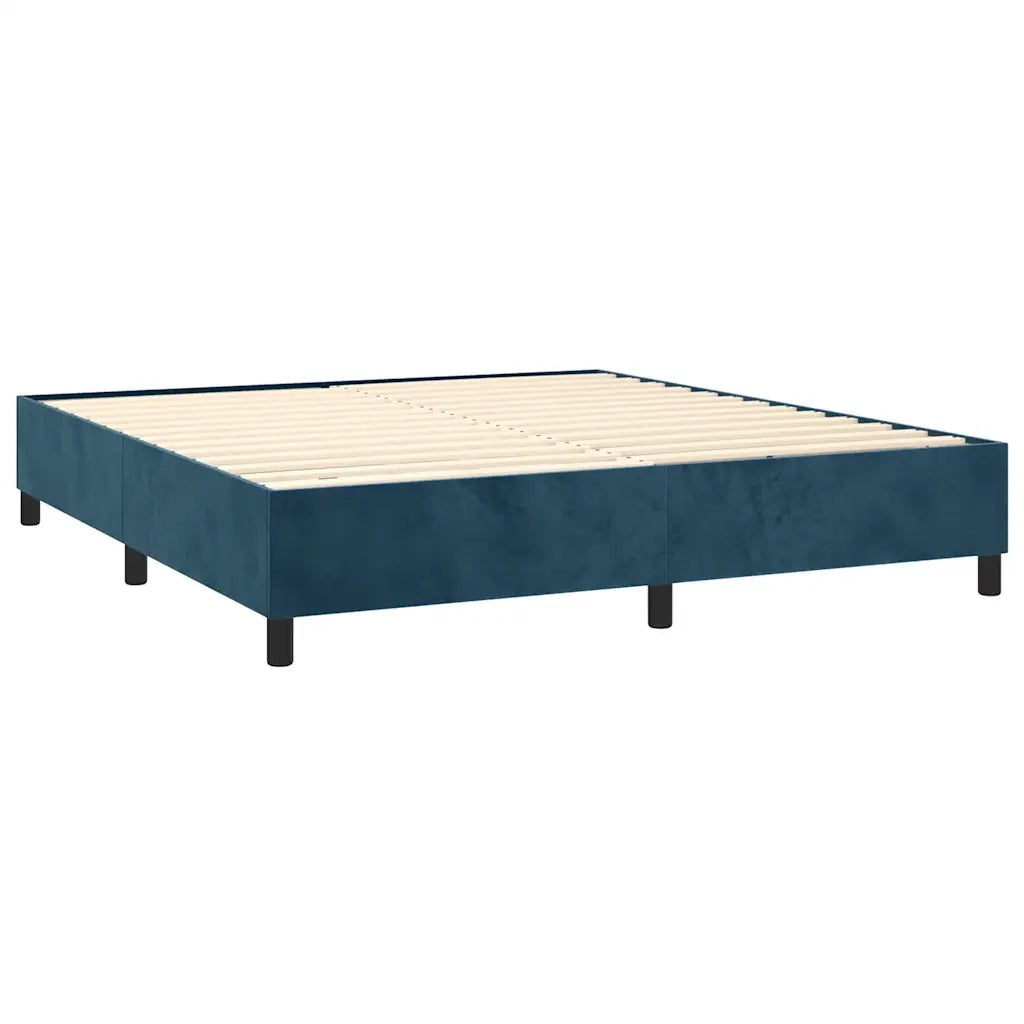 Letto a Molle con Materasso e LED Blu Scuro 160x200 cm