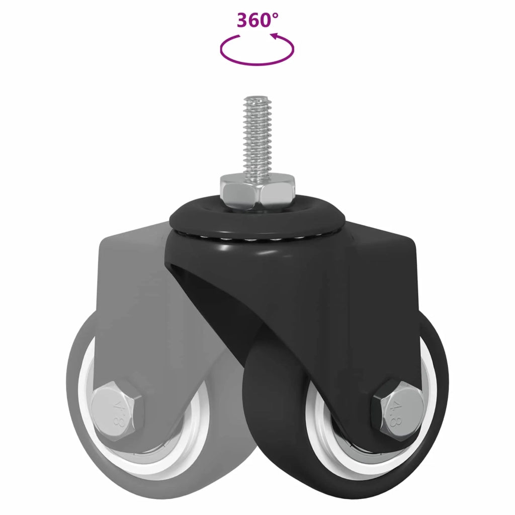 Rullo girevole 12 pcs Nero 40,4 x 40,4 x 19,7 mm Ferro e nylon 864767