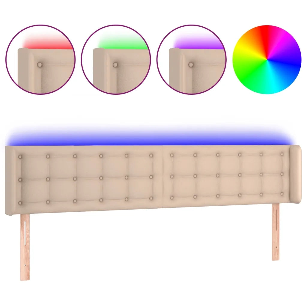 Testiera con LED-Testata Cappuccino a LED 163x16x78/88 cm in Similpelle 384474