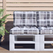 Cuscini per Pallet 2 pz Grigi a Quadri in Tessuto 360681