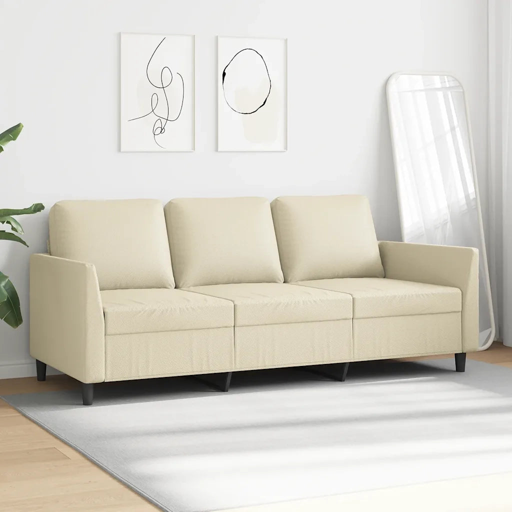 Divano a 3 Posti-Sofa 3 Posti Crema 180 cm in Similpelle 844189