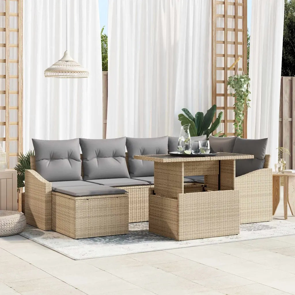 Set Divano da Giardino con cuscino 7 pcs beige e grigio chiaro 3349036