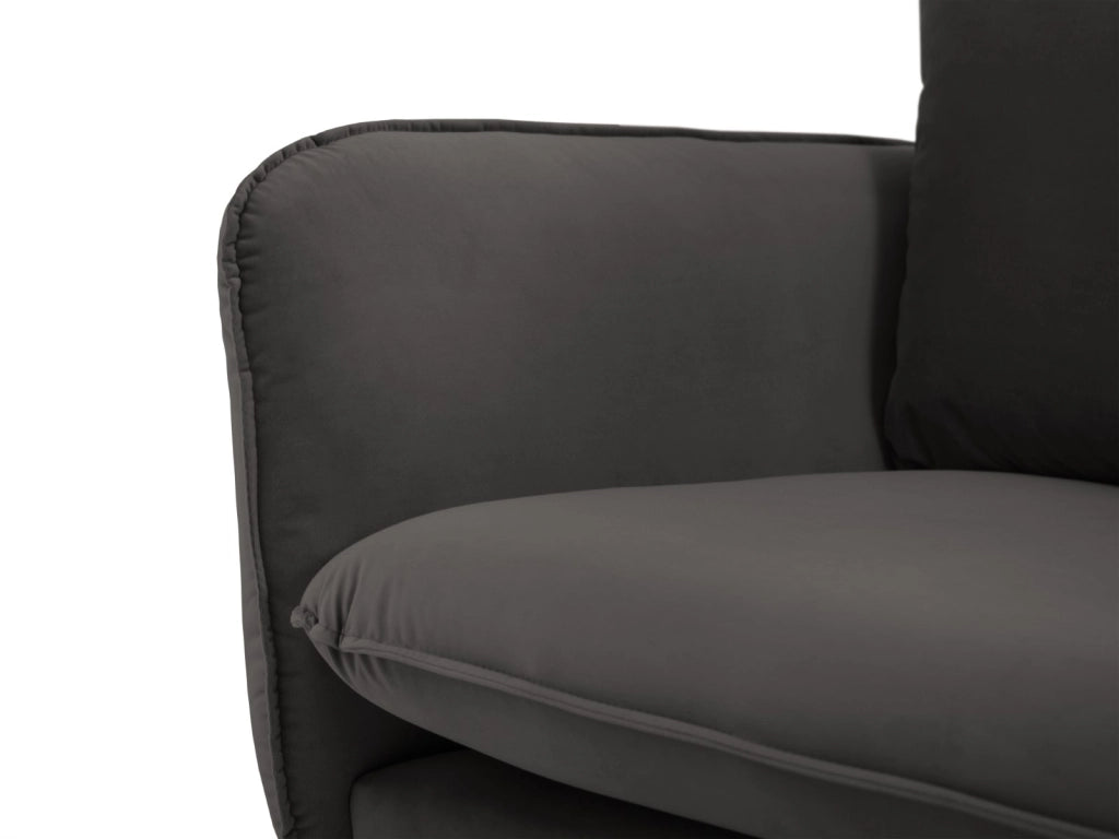 Cosmopolitan Design - Divano "Vienna" 4 posti in velluto grigio scuro 