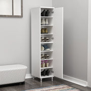 Noepoli, Armadio Multiuso 1 Anta 8 Ripiani, 29x130h cm Bianco