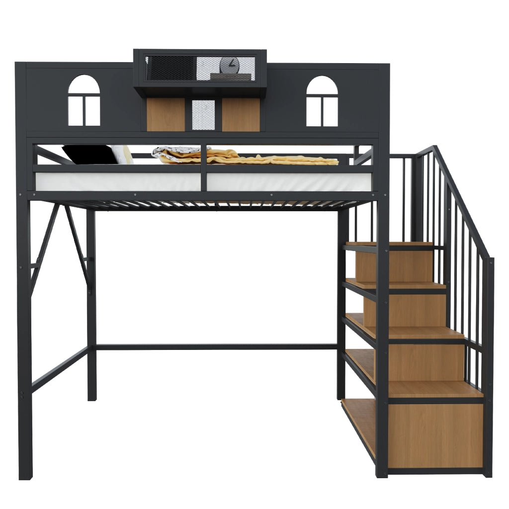 LETTO a soppalco 90x200 cm in metallo nero