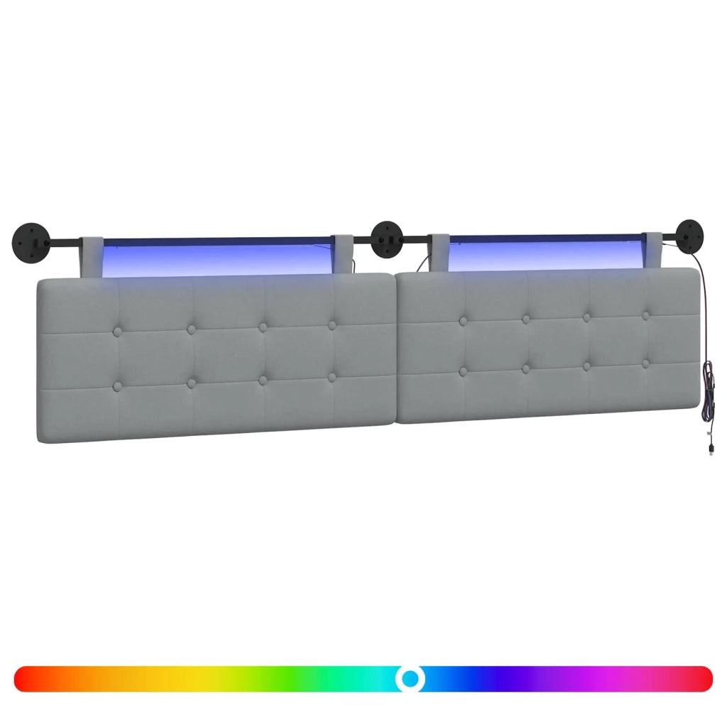 Testiera | Testata sospesa Con luce LED Grigio Chiaro Tessuto