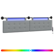 Testiera | Testata sospesa Con luce LED Grigio Chiaro Tessuto
