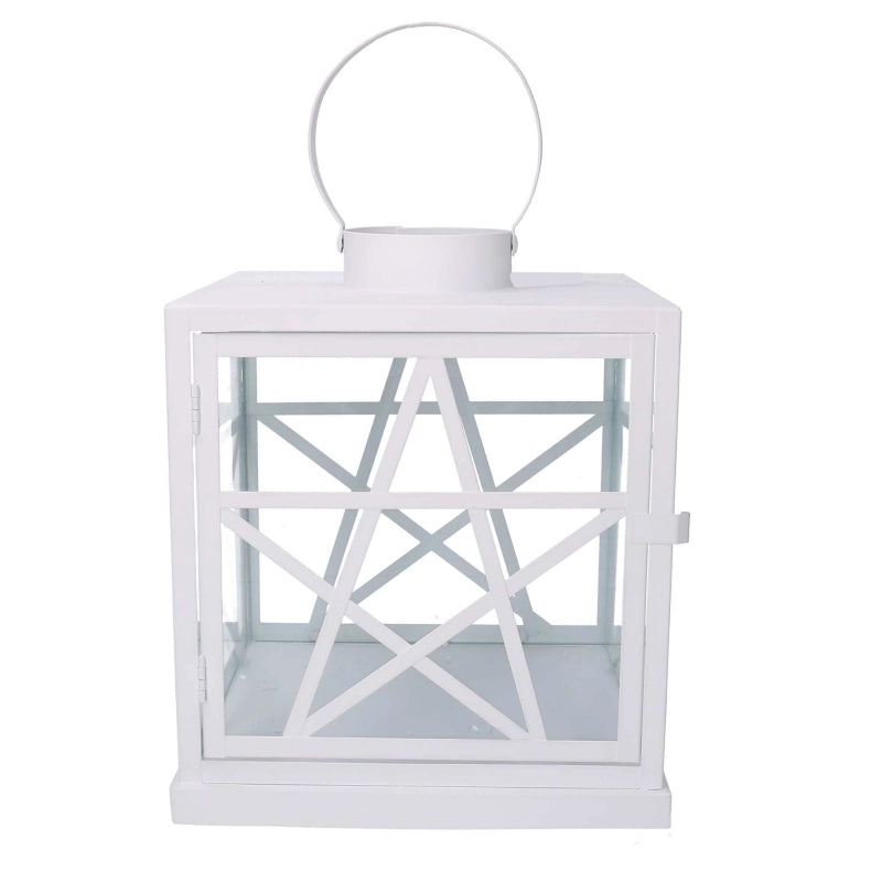 Lanterna metallo 1-2 bianca quadra cm 26x26h30/40
