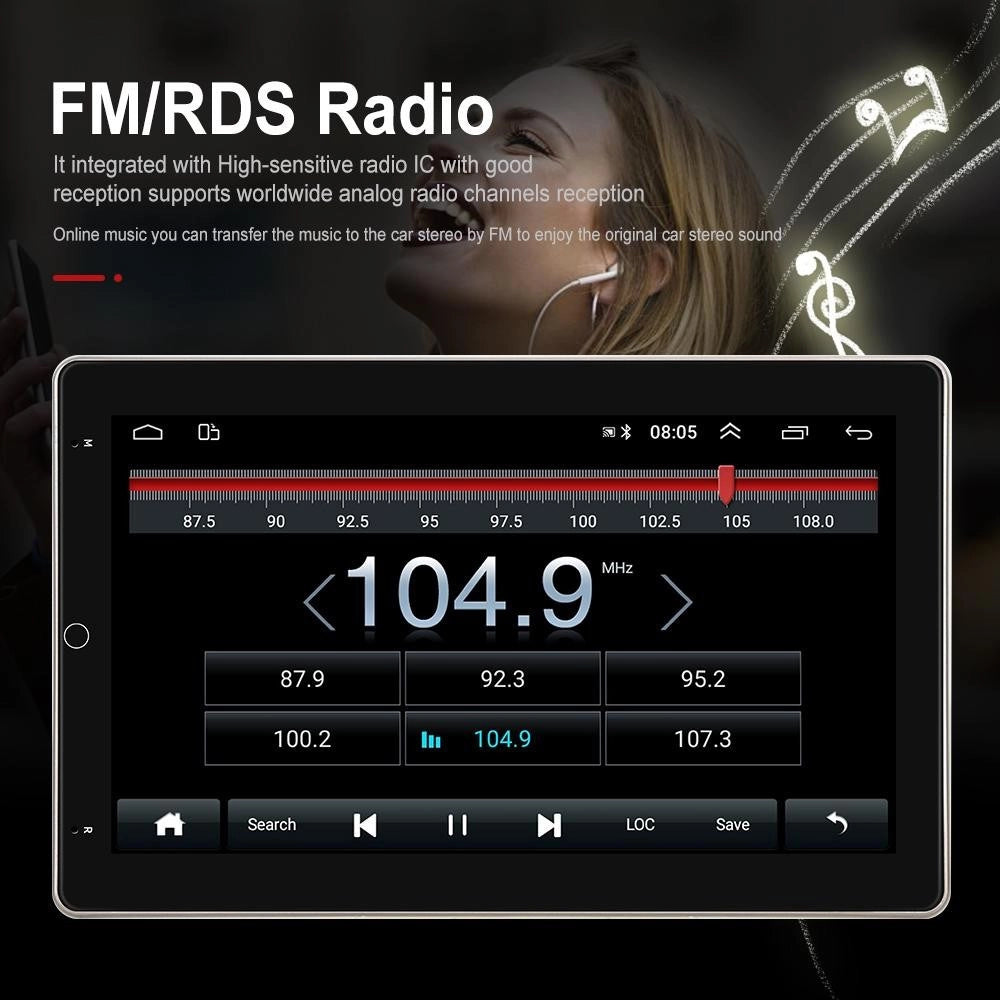 Trade Shop - Autoradio Girevole Android 10" Radio Mp5 Player Bluetooth Wifi Gps Mirror Link -