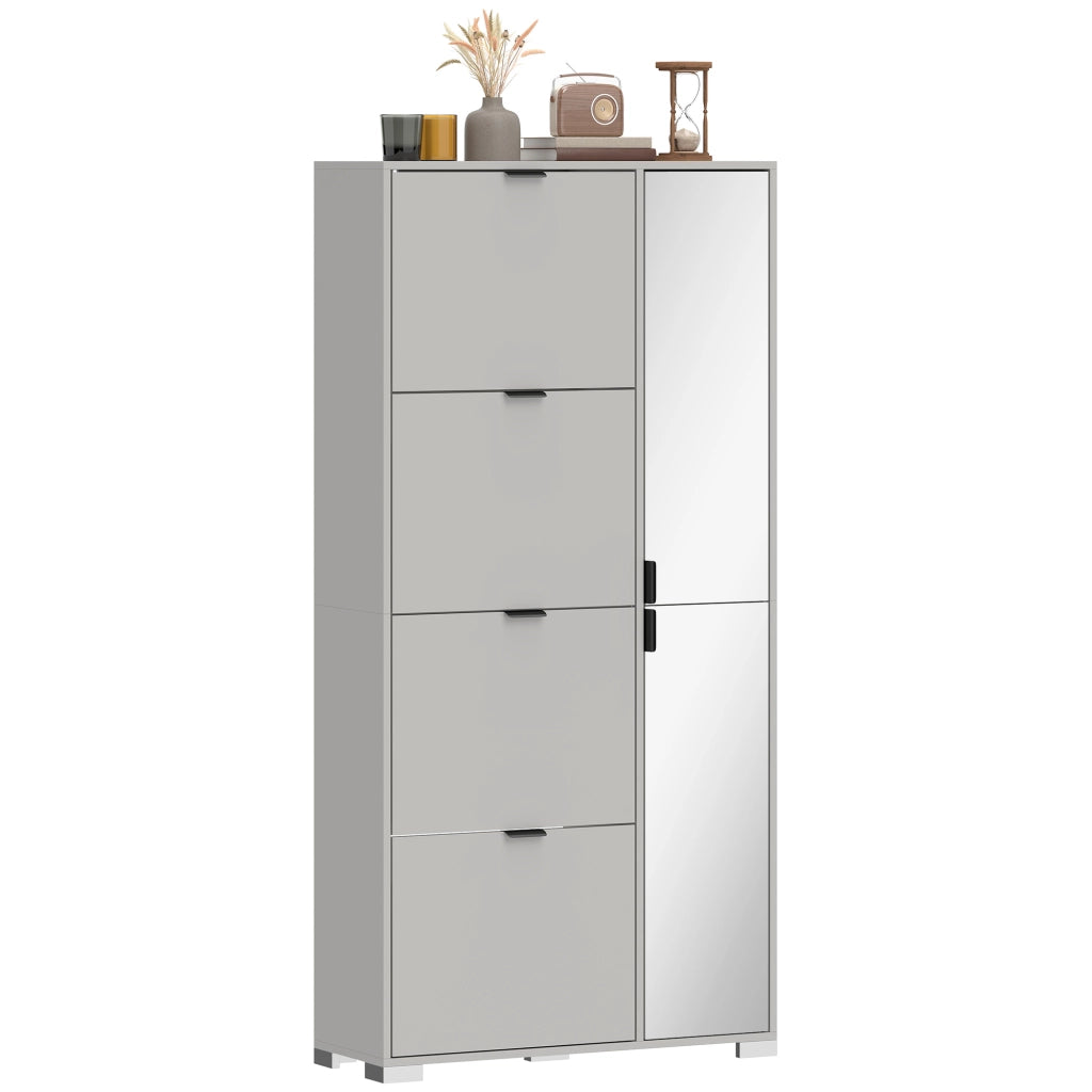 Scarpiera con Specchio e 4 Cassetti ¨C Zephmum ¨C Grigio