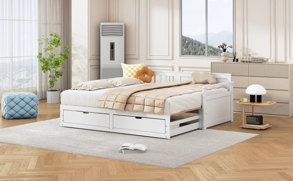 Letto giorno con funzione letto aggiuntivo in legno massello di pino 90x190 cm