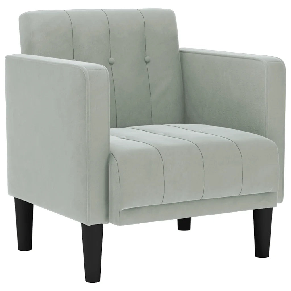 Divano Poltrona | Sedia con Braccioli Grigio Chiaro 53 cm in Velluto