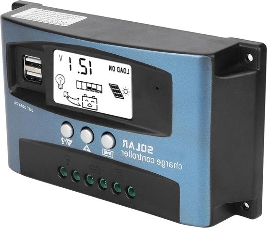 Controller di Carica Solare Dual USB Display LCD 12V 24V - Controller MPPT