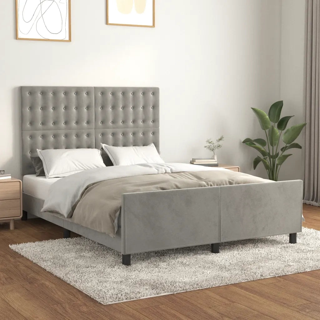 Giroletto senza Materasso-Struttura Letto Grigio Chiaro 140x190 cm Velluto 122658