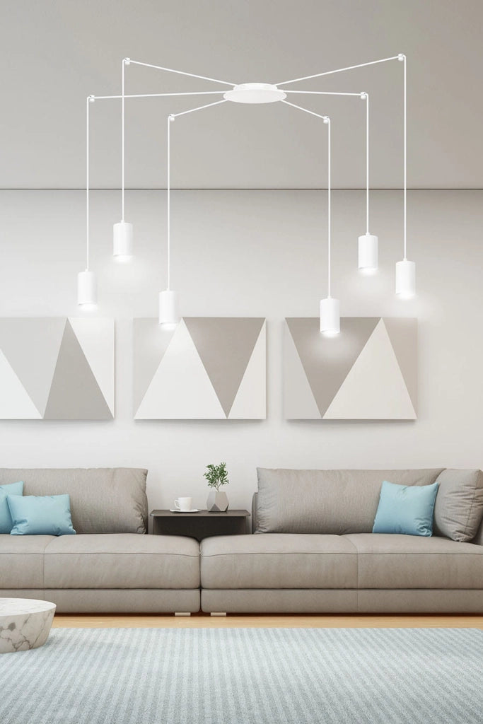 Emibig Traker lampadario bianco 6xGU10 LED regolabile