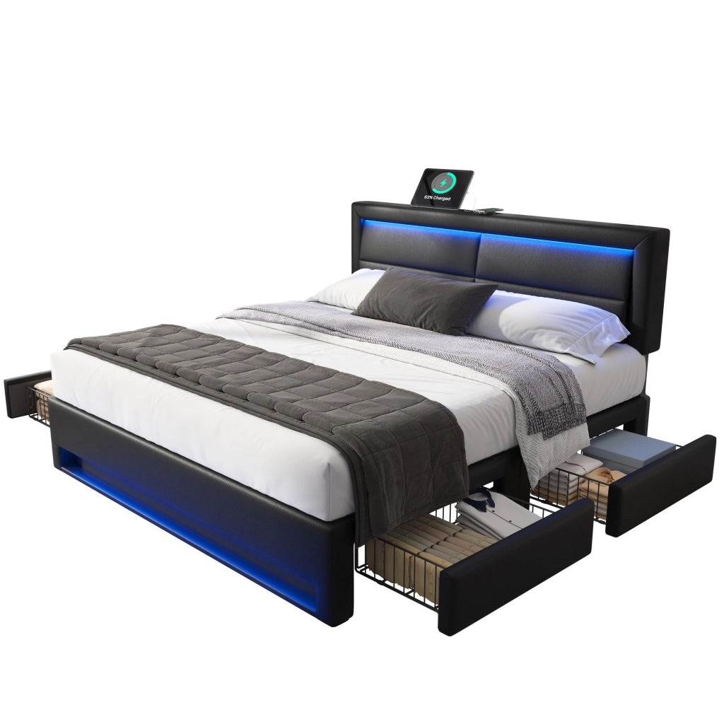 letto imbottito pu nero 140 x 200 cm