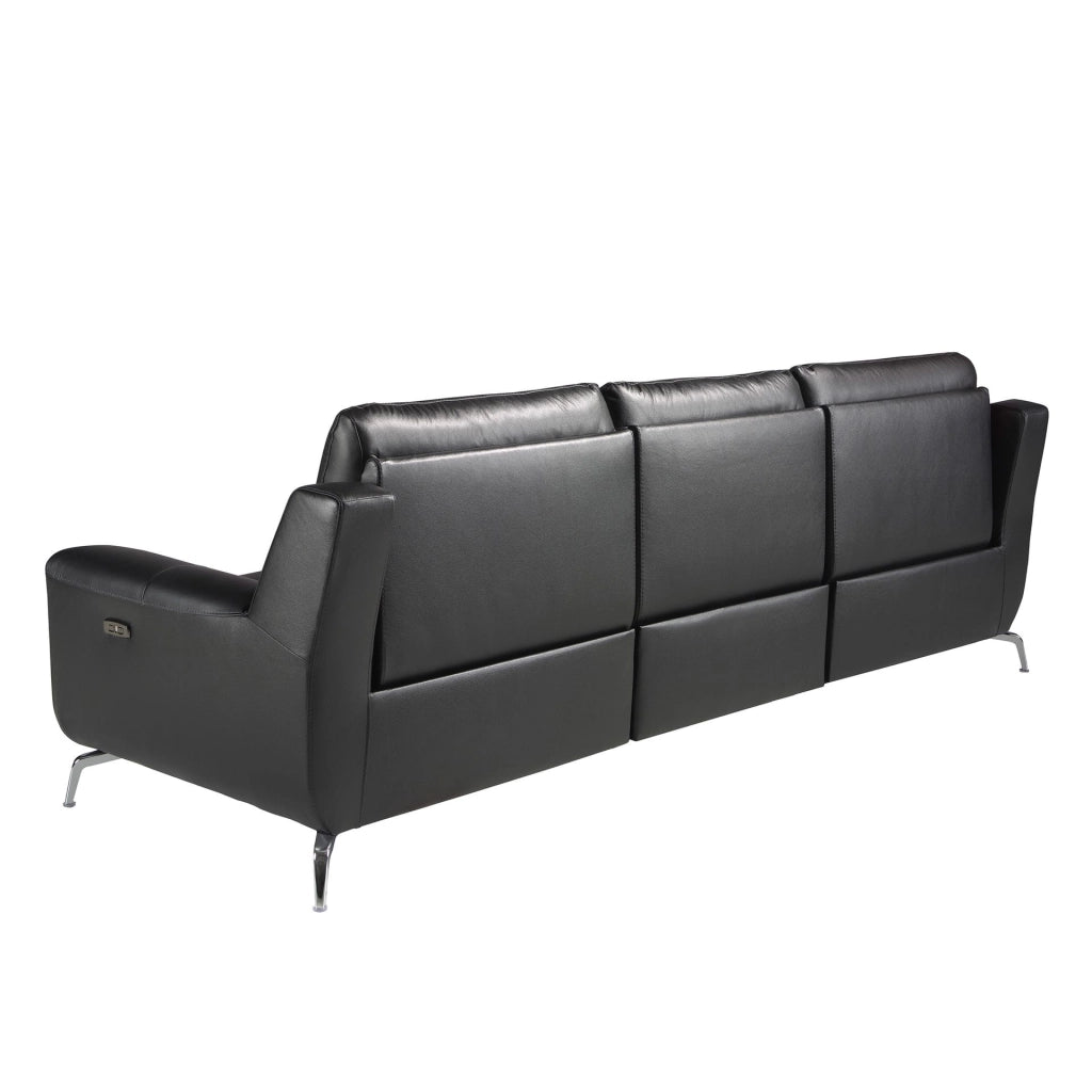 Divano relax a 3 posti in pelle nera