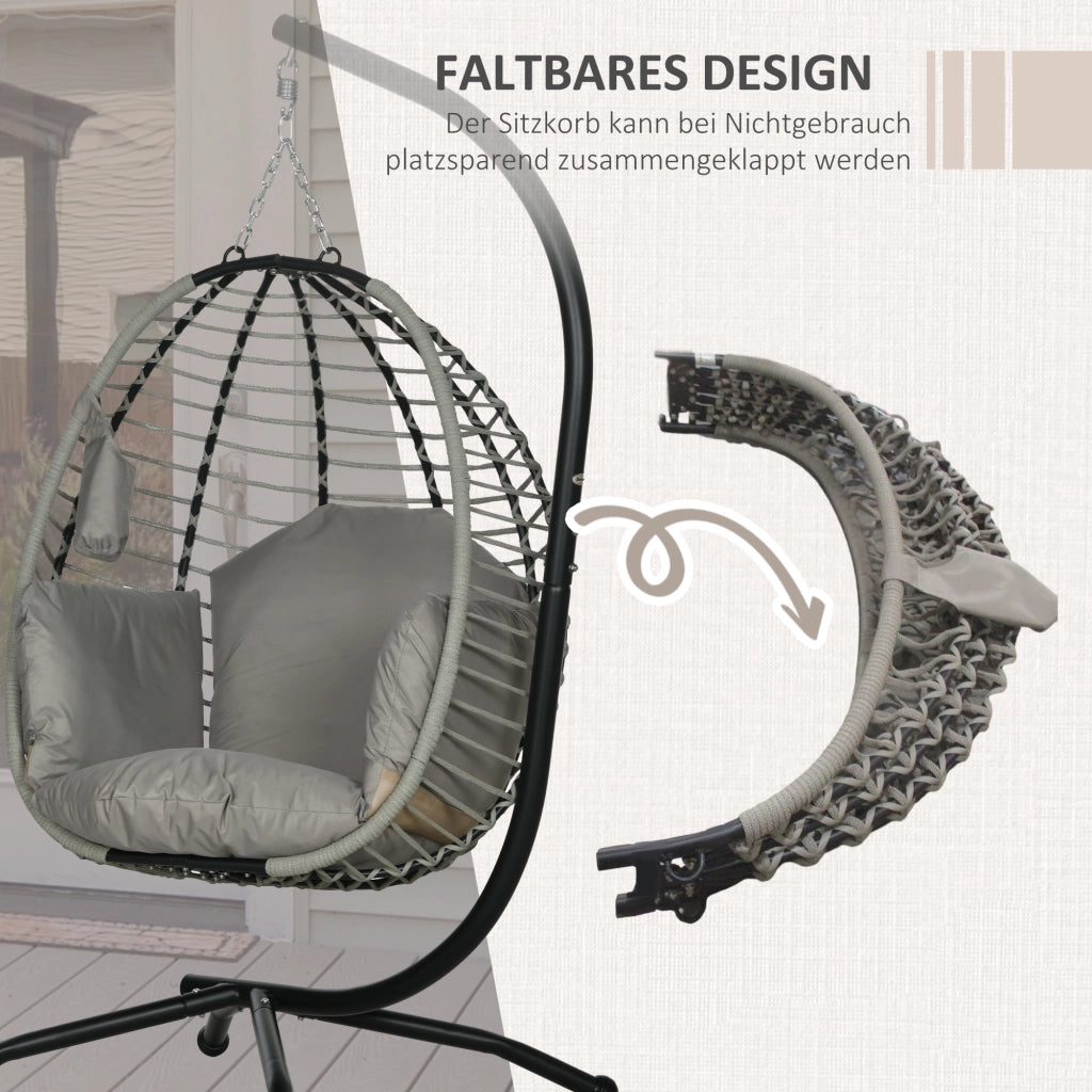 Poltrona a dondolo con cuscini ¨C Minimal ¨C Grigio, tessuto, metallo