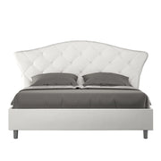 BS COM Letto matrimoniale con rete imbottito 160x190 similpelle bianco