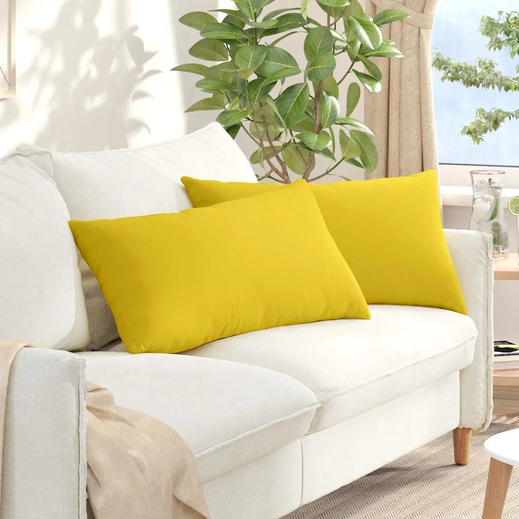 Cuscini da Divano 2 pz | Cuscini per sedie Giallo Chiaro 80 x 40 cm Tessuto