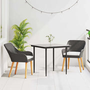 Set da Pranzo per Giardino con cuscino 3 pcs Nero polyrattan 3261663