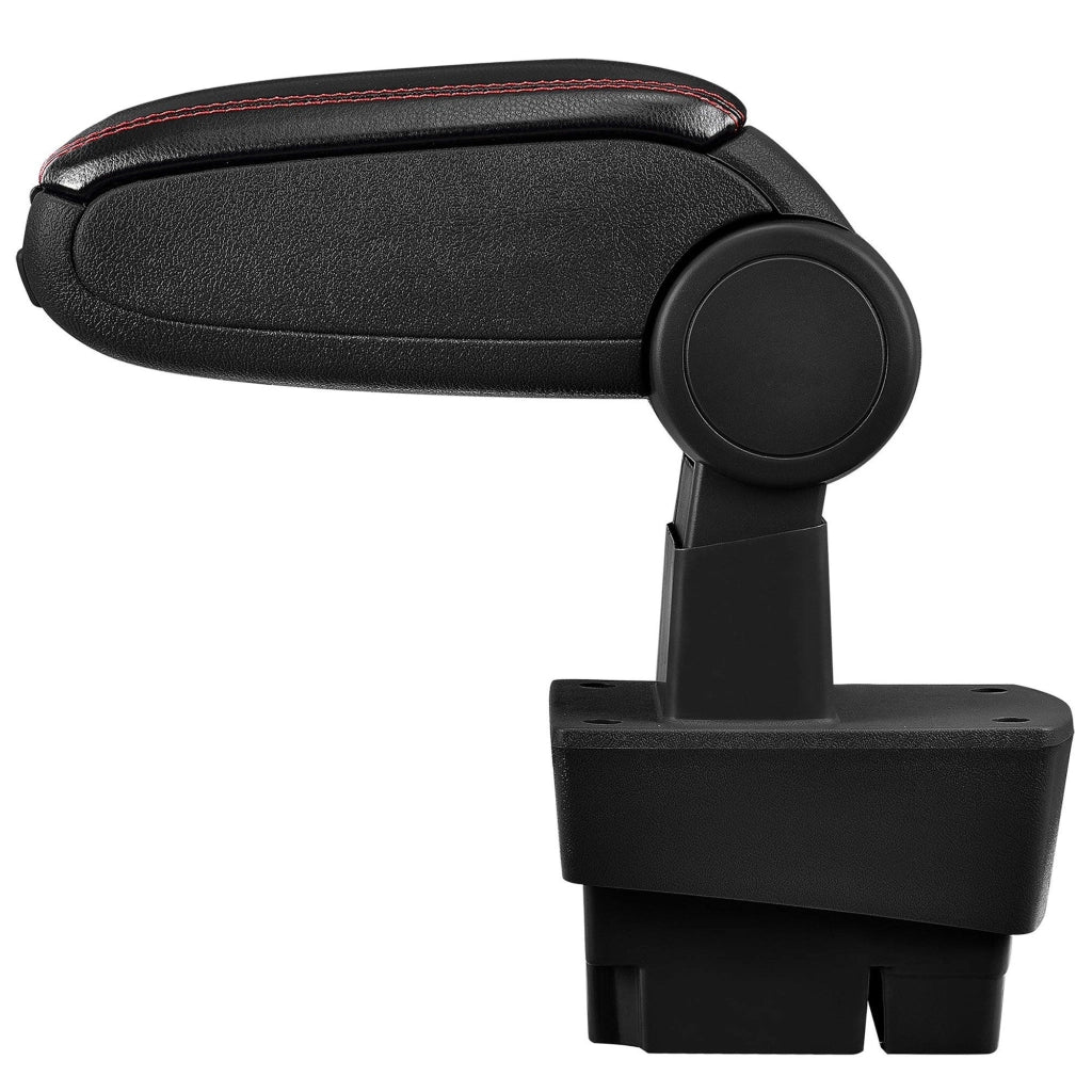 Bracciolo centrale per Ford Focus I con scomparto imbottito in similpelle nera con cuciture rosse 03_0000453
