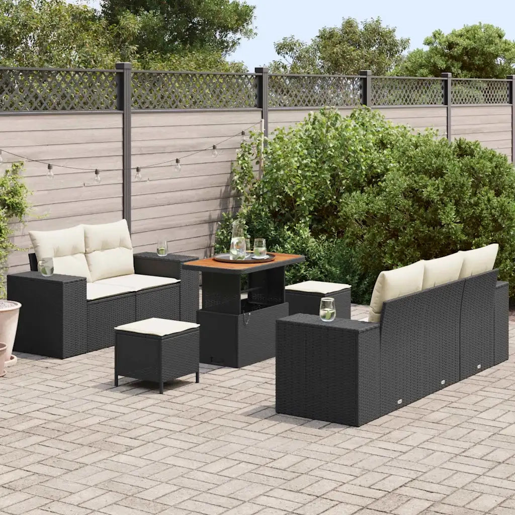 Set Divano da Giardino 8 pcs Nero polyrattan 3361950