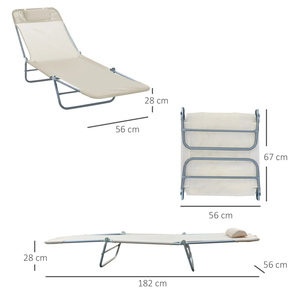 Lettino Prendisole Pieghevole ¨C Xylo ¨C Schienale Reclinabile con Cuscino 182x56x24.5cm