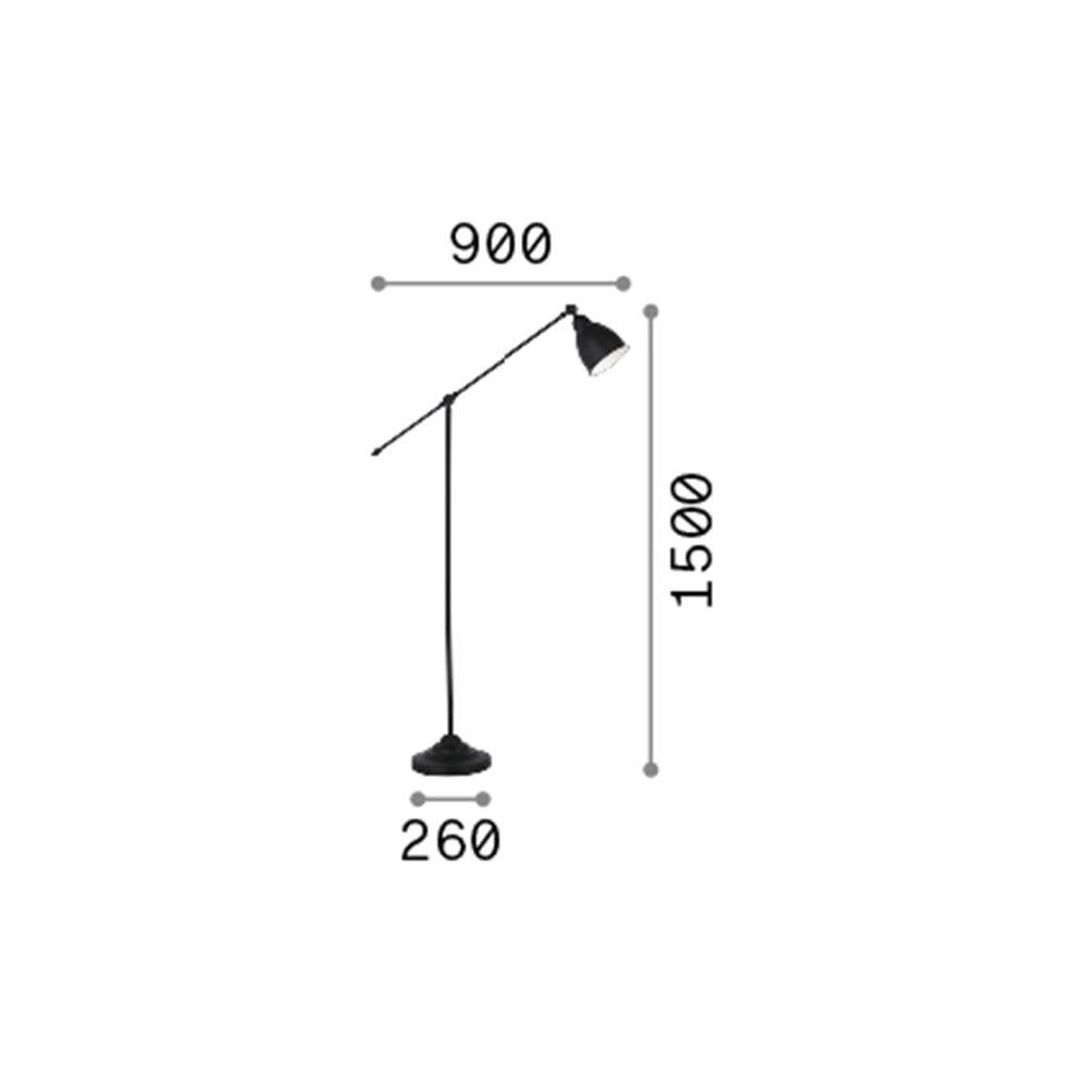 Piantana Industrial-Minimal Newton Metallo Cromo 1 Luce E27