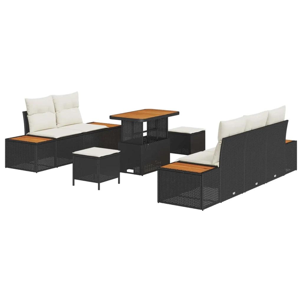 Set Divano da Giardino con cuscino 8 pcs Nero e Crema 3363250