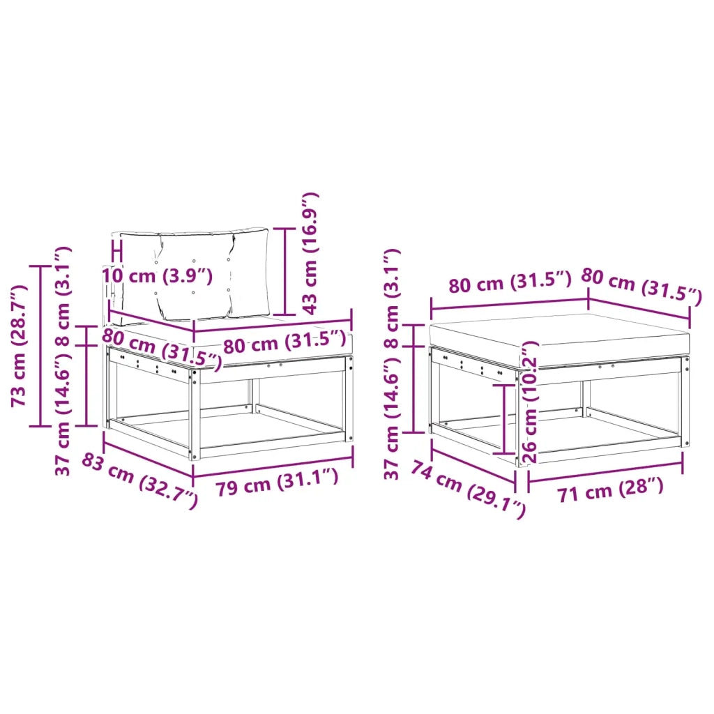 Set di divani da esterno con cuscino 6 pcs Naturale e Crema 3367963
