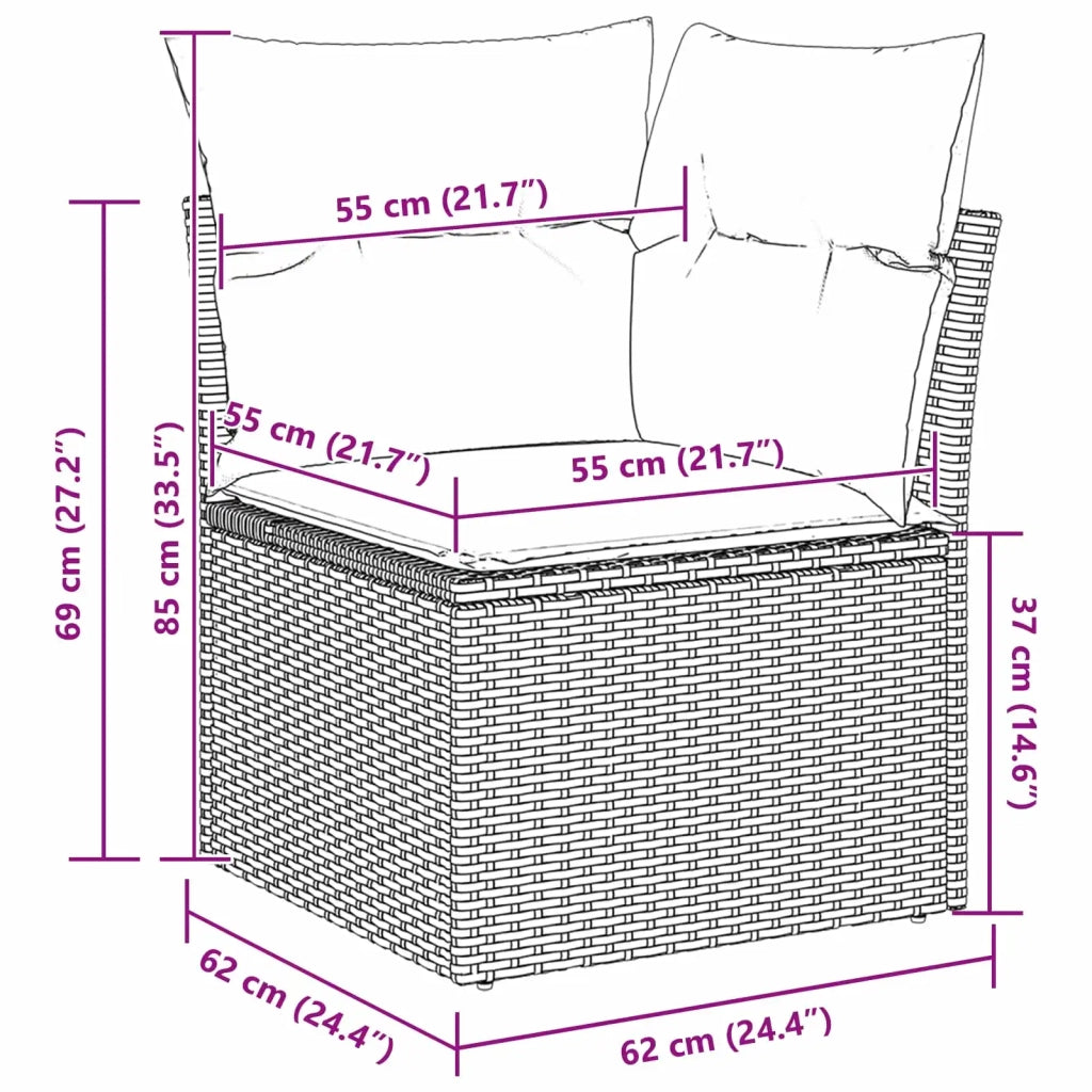 Set Divano da Giardino 8 pz Grigio polyrattan 3345755