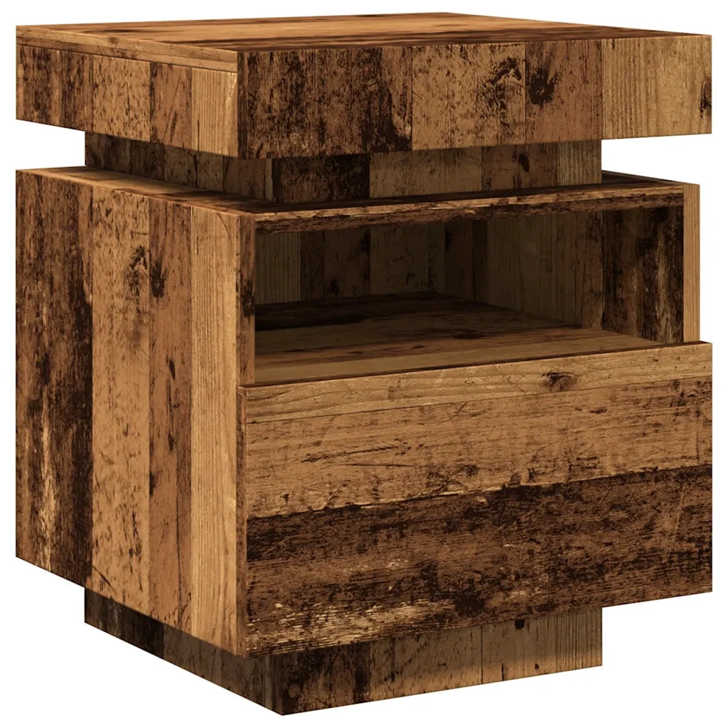 Comodino con Luci LED Legno Antico 40x39x48,5 cm 857658