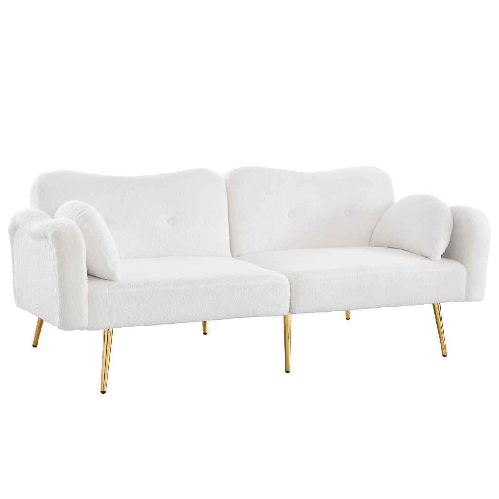 Divano Letto 2 Posti con Schienale Reclinabile ¨C MINIMAL ¨C Tessuto, Piedini Dorati