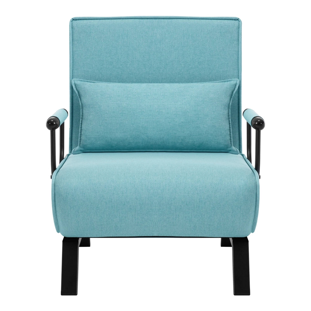 POLTRONA Letto convertibile 65x78x75 cm Blu in Lino, Schiuma e Metallo