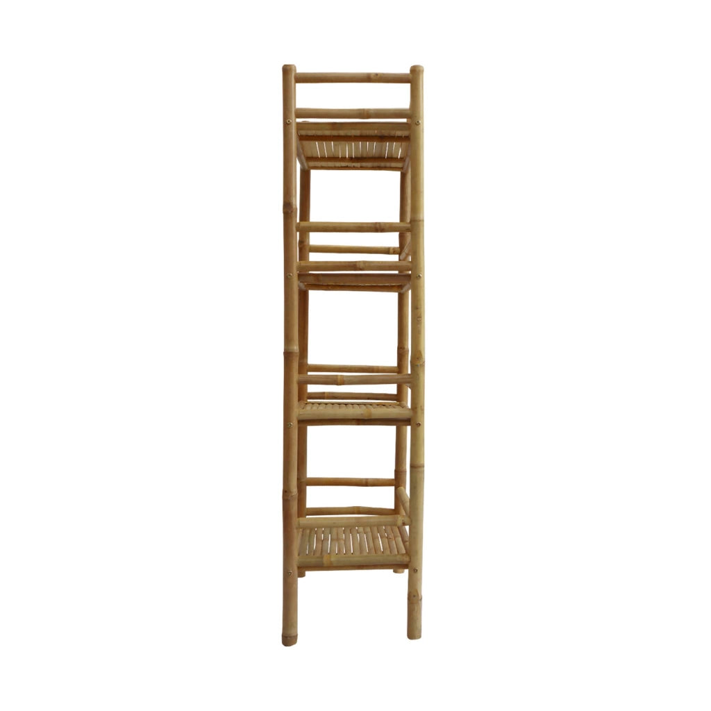 Libreria in bambù a 4 livelli, 144cm, marrone naturale