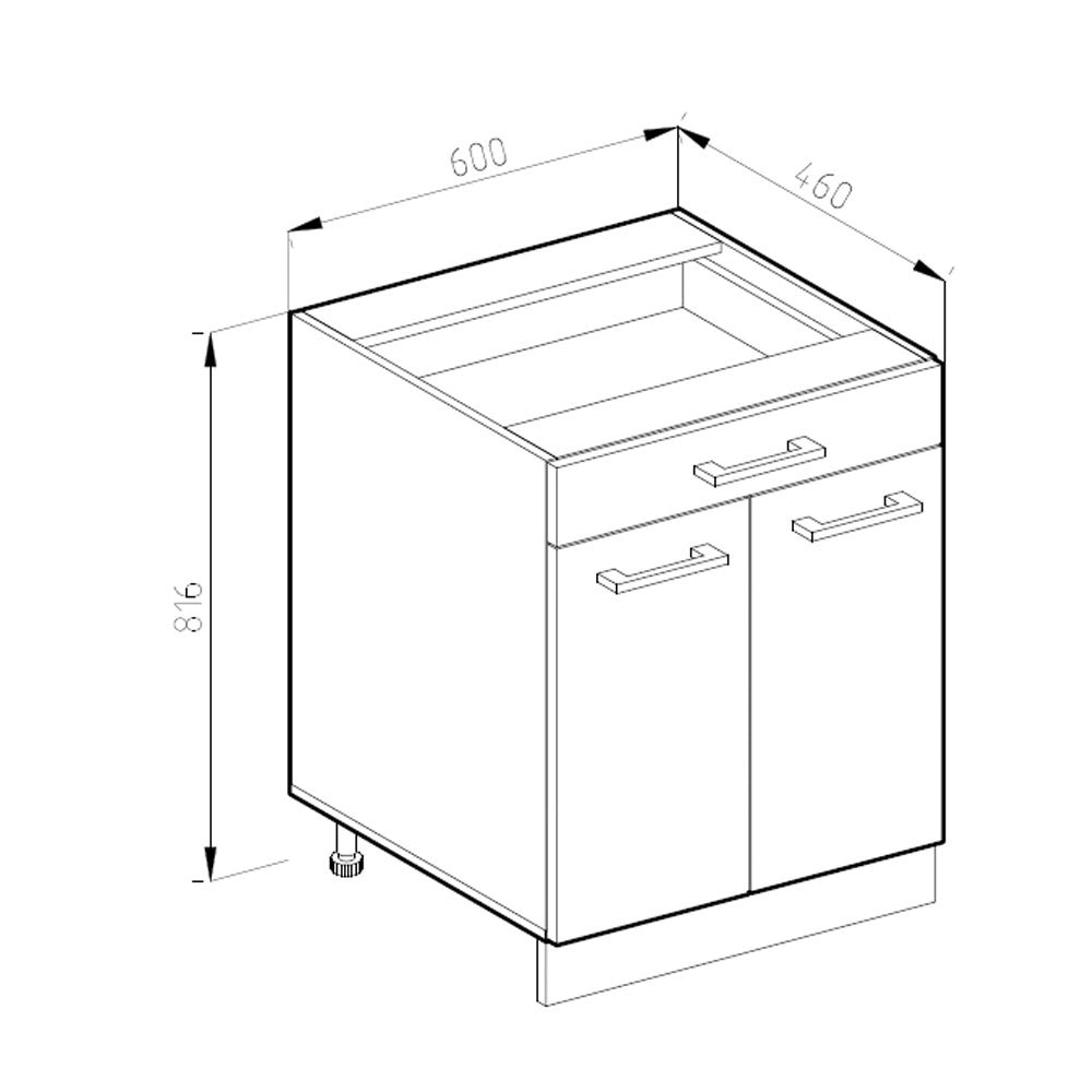 Vicco Mobiletto base per cucina Quercia dorata 60 cm , PL Rovere