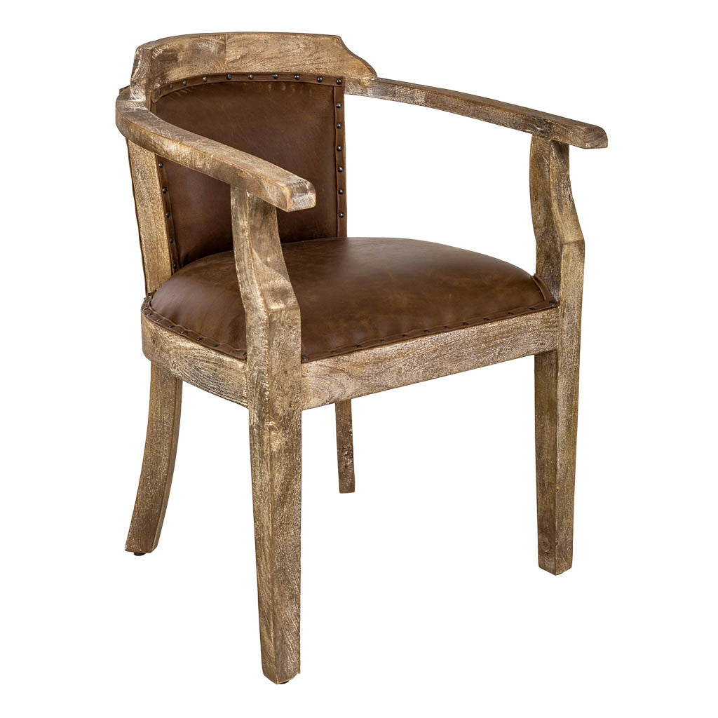 Poltrona imbottita in legno marrone 57x58x85h