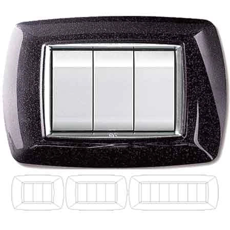 PLACCA COPRINTERRUTTORE NERA GLITTER 'MYLIFE' 7 Moduli - EC ELETTROCANALI