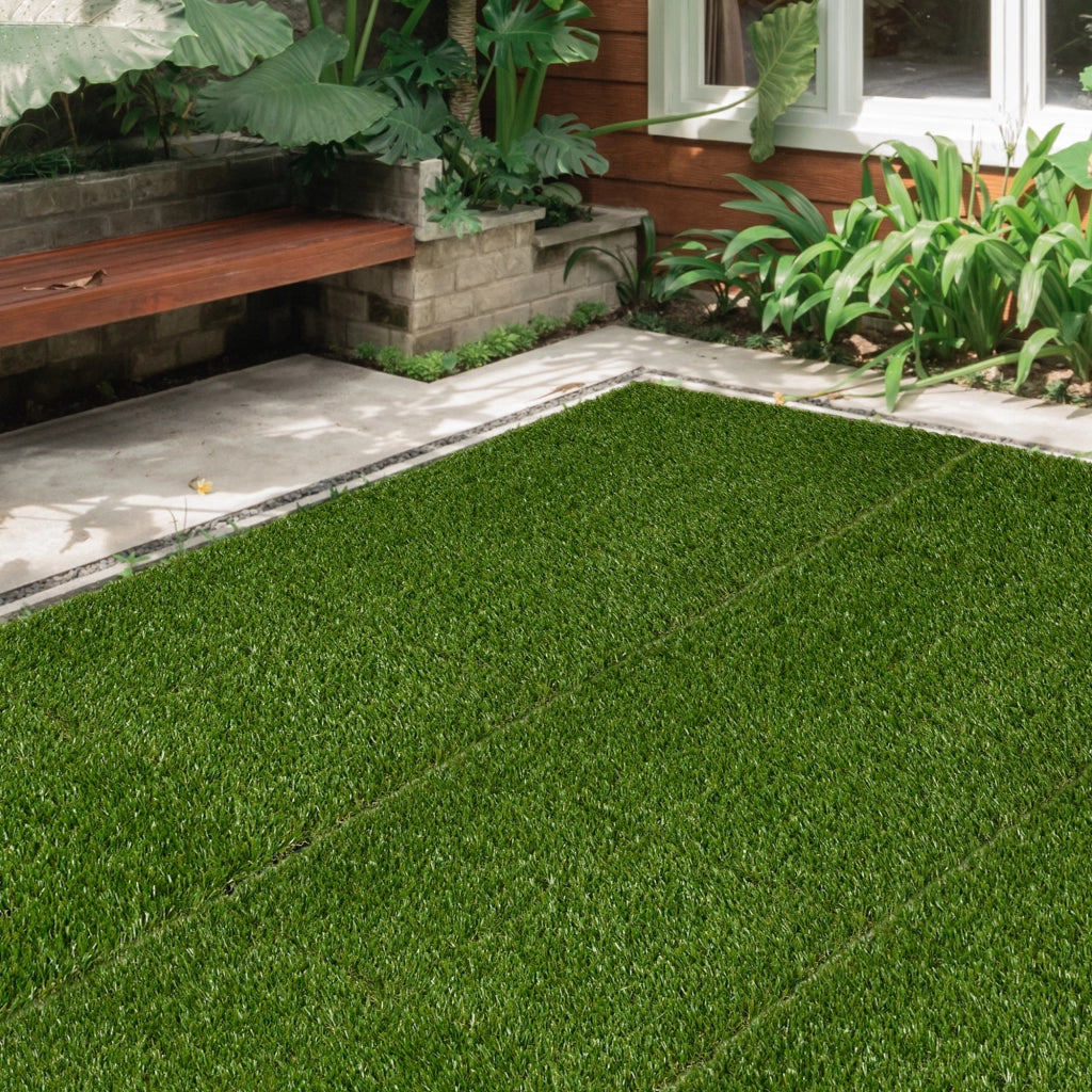 Tappeto erba sintetica 10 pezzi ¨C zephmum ¨C 30x30 cm verde scuro