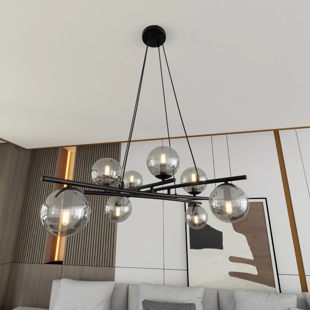 Lampadario sospeso Emibig ESSA 8 luci grafite nero
