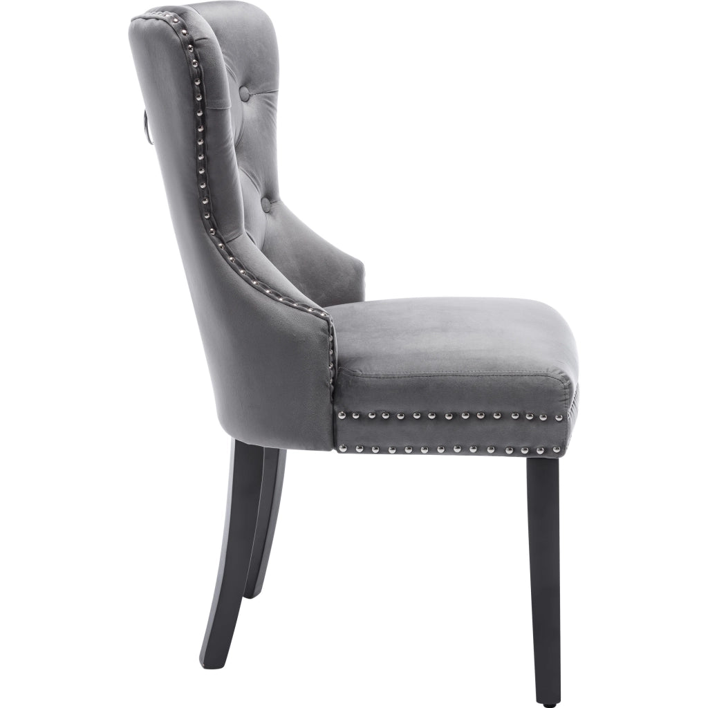 SEDIA Imbottita 51x51x97 cm in Velluto Grigio Set da 2 pezzi