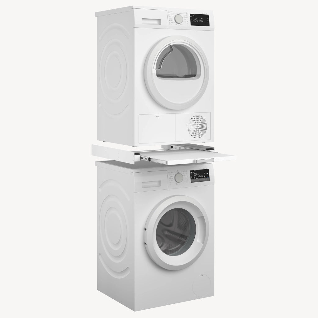Kit di Sovrapposizione Buxton per Lavatrice e Asciugatrice con Ripiano - Bianco [en.casa]