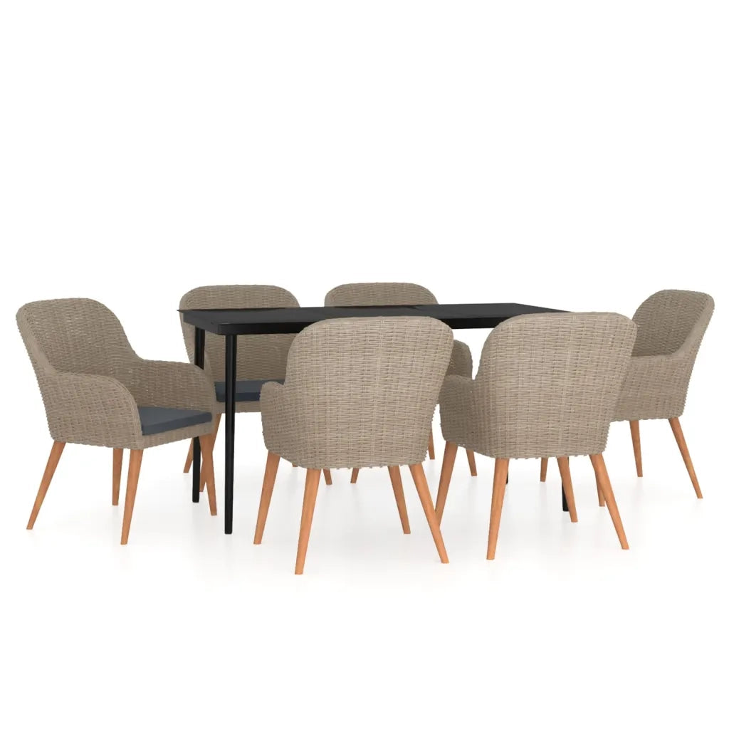 Set da Pranzo da Giardino 7 pz con Cuscini Marrone 3099526