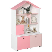 Libreria per Bambini con 4 Ripiani, 1 Anta e 2 Cassetti ¨C Minimal ¨C 80x34x130 cm Rosa e Bianco