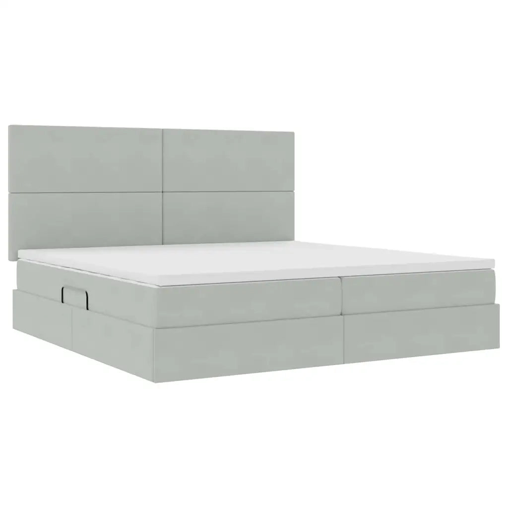 Letto con contenitore e materasso Grigio chiaro 200 x 200 cm 3371991
