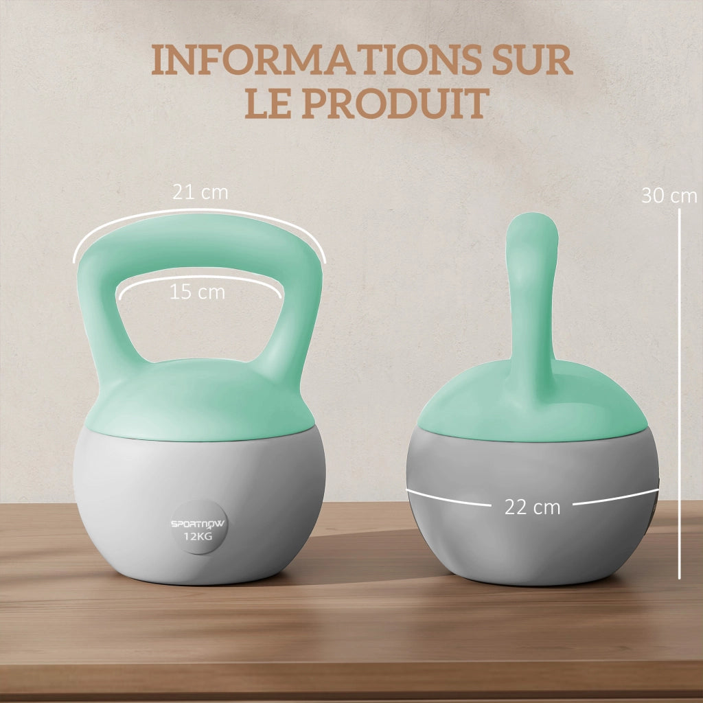 Kettlebell 12 kg ¨C zephmum ¨C grigio e verde 21x21x30 cm